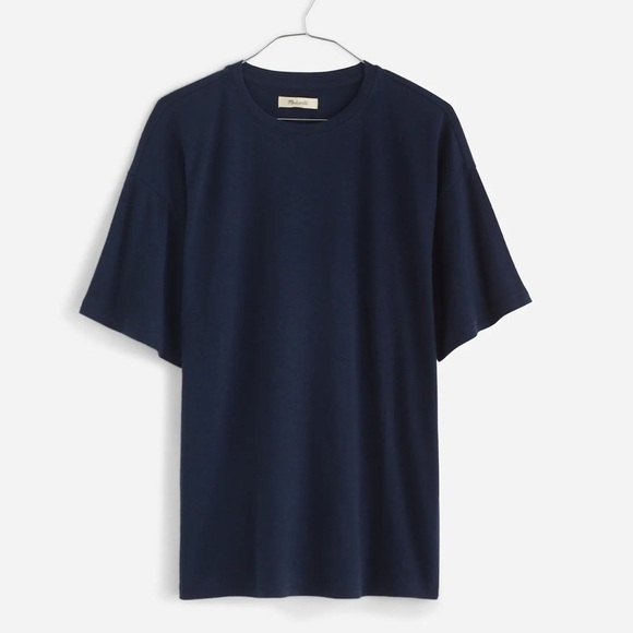 Linen-Blend Crewneck Oversized Tee - Picture 1 of 6